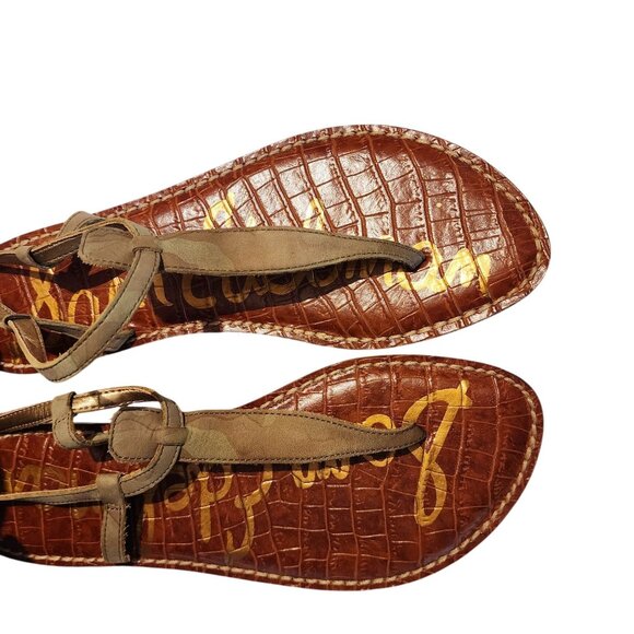 Sam Edelman Gigi Green Camo Suede Boho Thong Slingback Sandal Sz. 7M - Picture 3 of 5